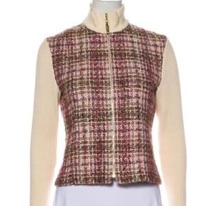 ST JOHN SPORT size L pink tweed jacket in excellent condition